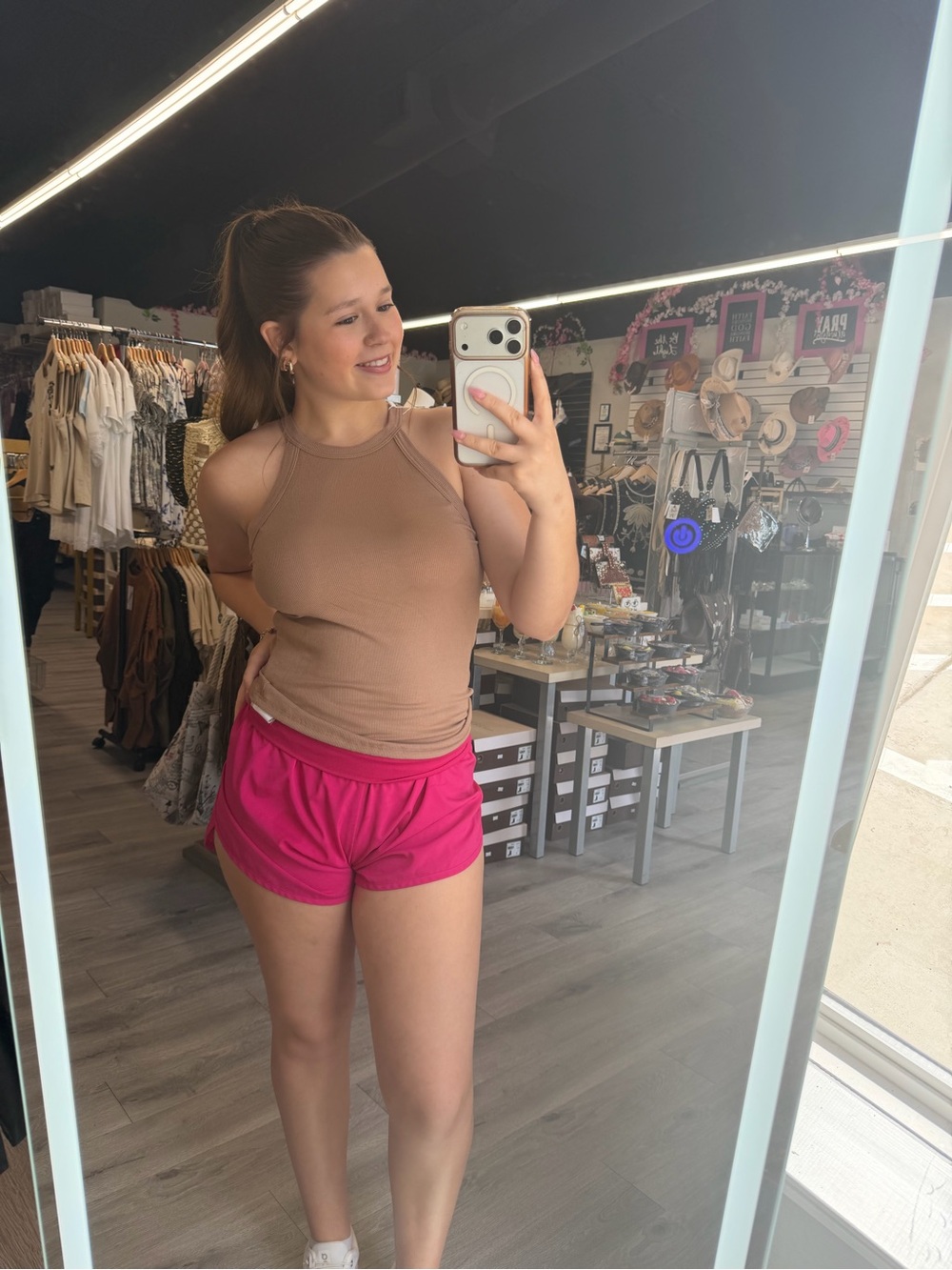 Beige Ribbed Halter Tank Top - Picture 2 of 2